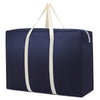 A navy blue extra-large waterproof moving and storage bag with light beige fabric handles.