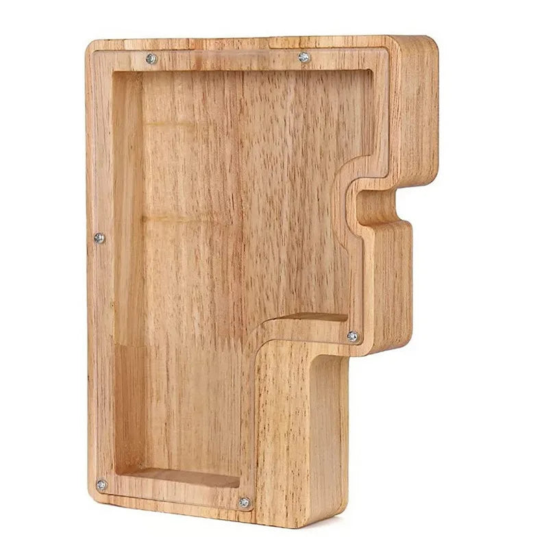 Wooden Alphabet Piggy Bank – Educational Coin Savings Box