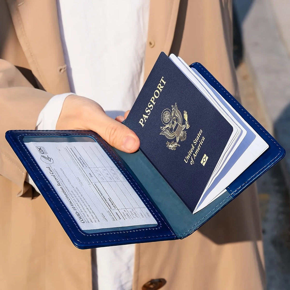 RFID-Blocking Leather Passport Holder with Card Slots