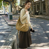 Cotton Canvas Crossbody Bag with Large Capacity