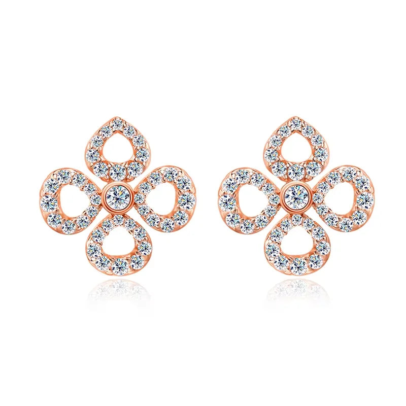 Round Cut Moissanite Stud Earrings in Sterling Silver