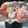 A bouquet of pink and mauve peony flowers made from silicone molds, suitable for candle, resin, or soap making.