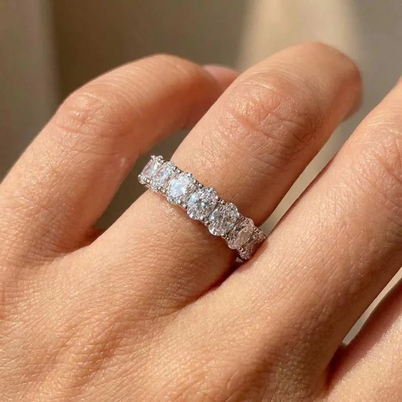 Oval Cubic Zirconia Sterling Silver Ring