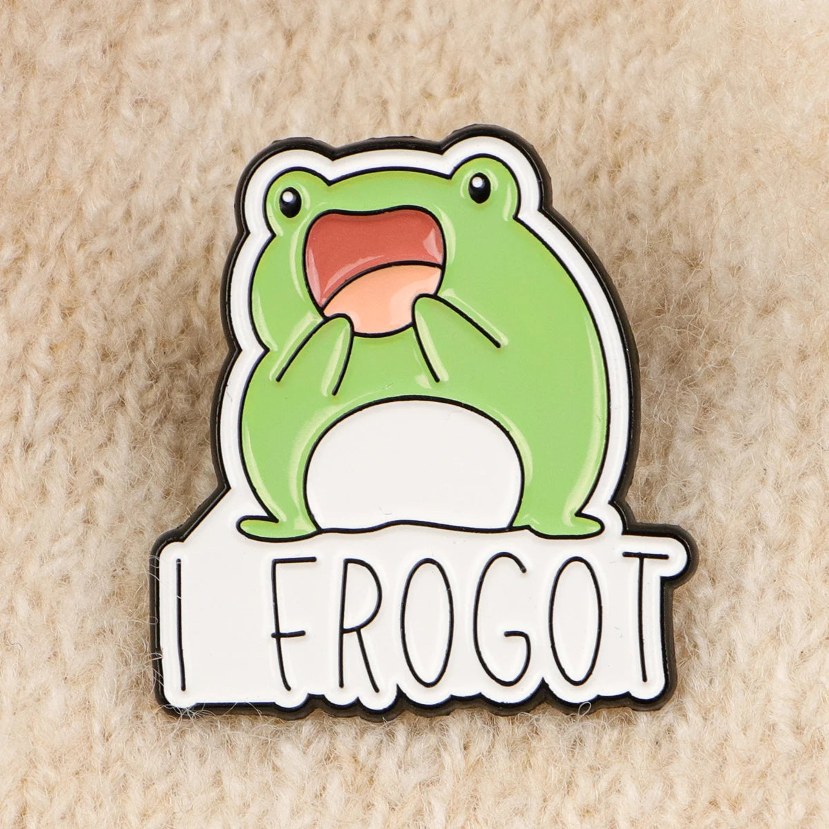 Cute Frog Enamel Pin with Sarcastic Quote