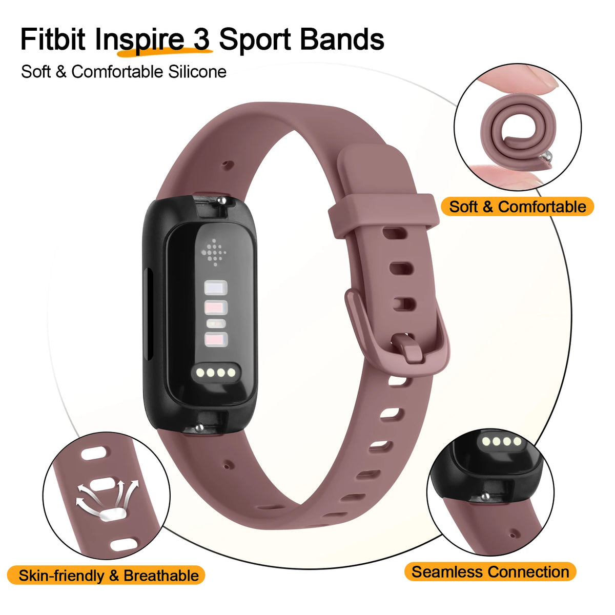 Soft Silicone Replacement Band for Fitbit Inspire 2 & 3