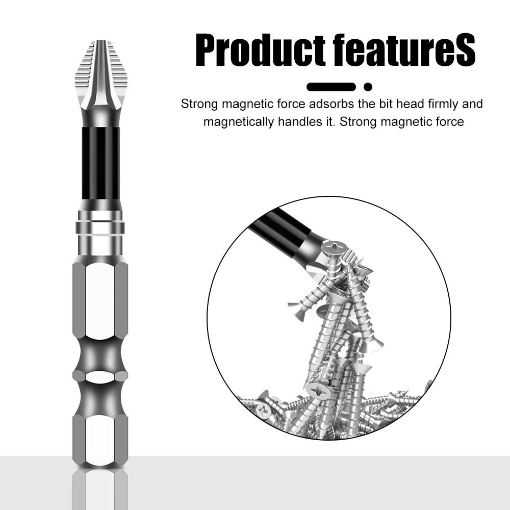 Magnetic Cross Head Screwdriver Bit Set (S2 Steel, Anti-Slip)