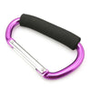 A pair of heavy-duty aluminum stroller hooks with black comfort grips.