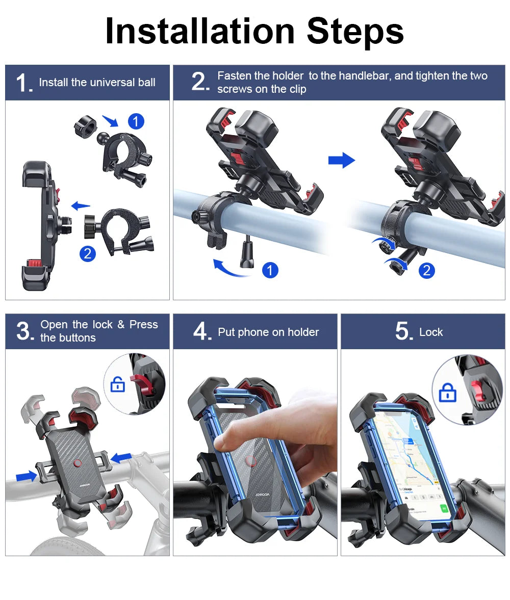 Universal Bike Phone Holder with 360° Rotation & Auto-Lock