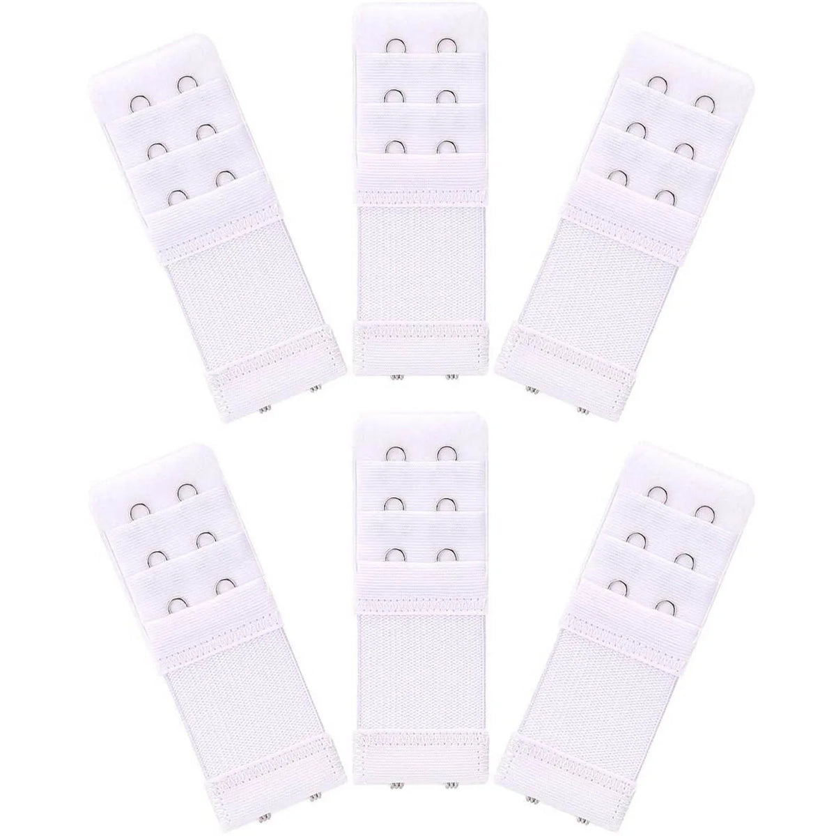 White soft stretch bra extender with three hook adjustment positions