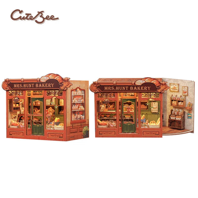 Book Nook DIY Wooden Miniature Kit with LED Lighting