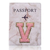Embroidered Letter Passport Holder with Card Pocket