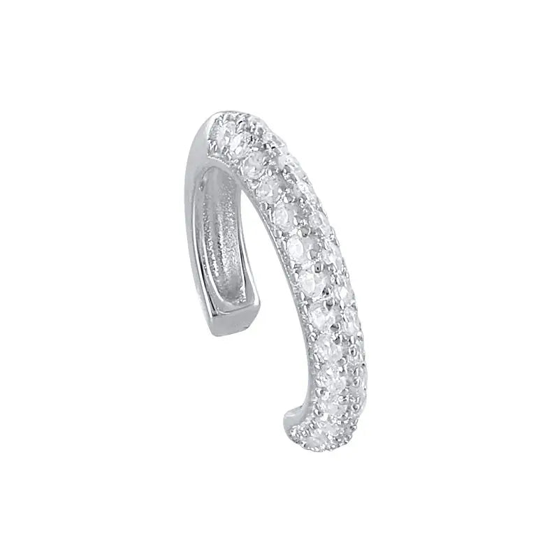 Sterling Silver Cross Ear Cuff with Zircon