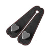 Black car seat headrest hook with dual metal hooks for securing bags and phones