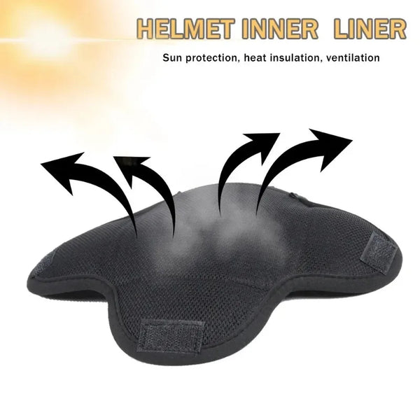 Black breathable motorcycle helmet inner liner pad for sun protection and ventilation