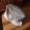 Checkered Striped Cosmetic Bag – Compact Travel Organizer