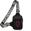 Black canvas chest bag with a wide strap featuring the text KUCHEN&BAG.1980