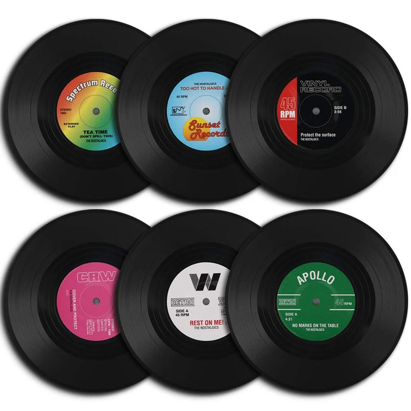 Retro Vinyl Record Coaster Set