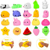A variety pack of yellow, pink, and green fidget toys for kids showing different textures and squishiness.
