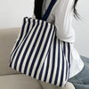 Striped Canvas Shoulder Tote Bag