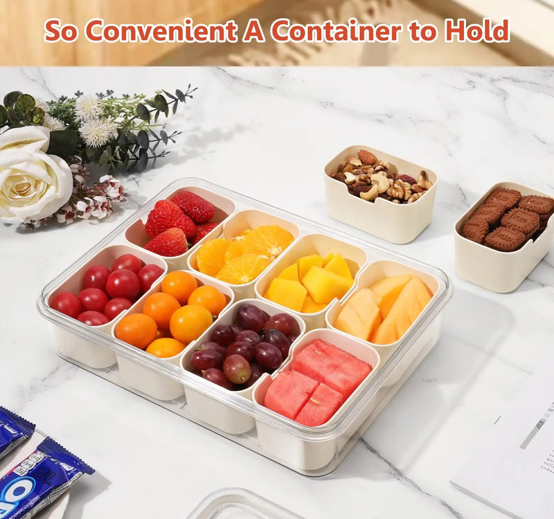 8-Compartment Portable Snack Box with Lid and Handle