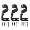 Set of 3 Adjustable Iron Curtain Rod Wall Brackets in Black