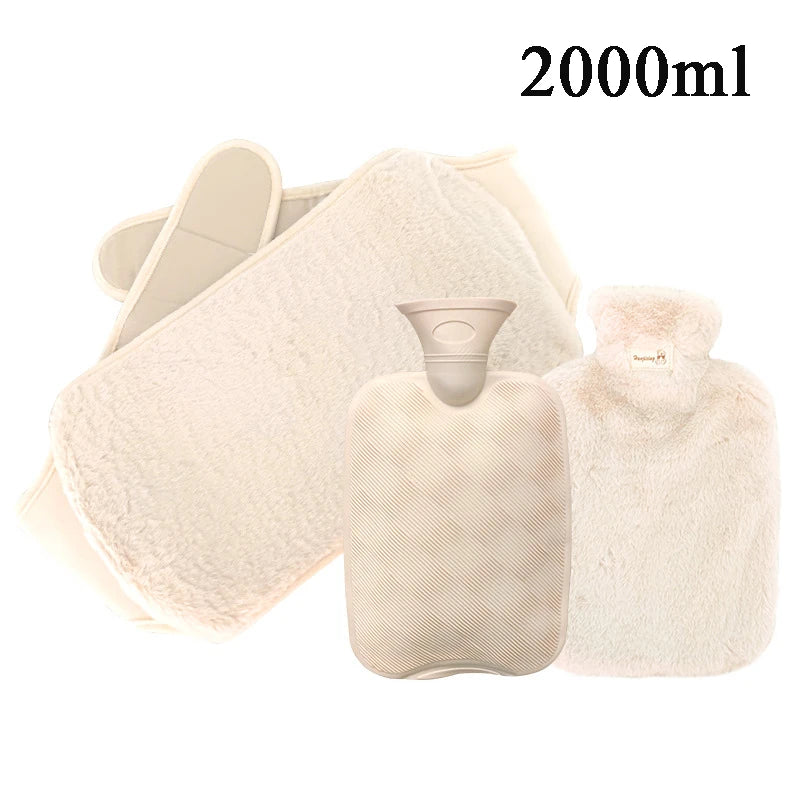Cozy Plush Hot Water Bottle with Soft Cover – Reusable Hand Warmer & Pain Relief