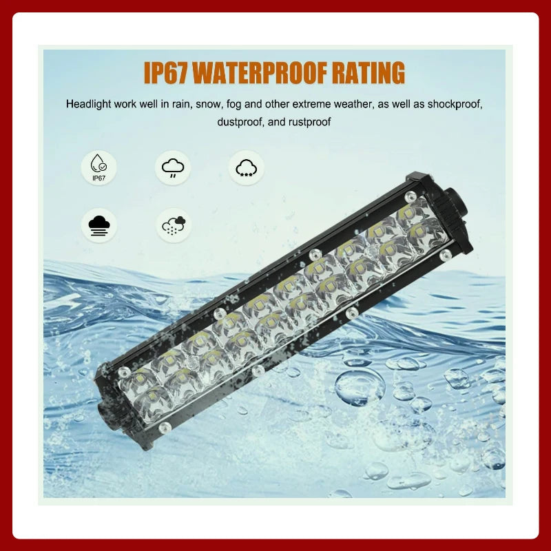 Motorcycle LED Headlight with Light Bar and On-Off Switch