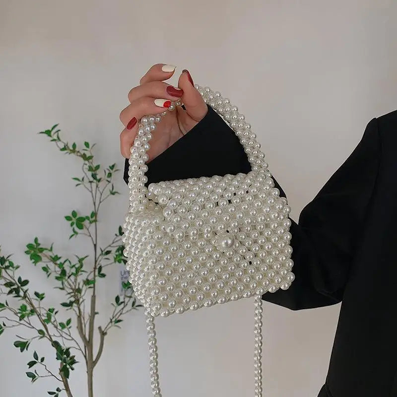 Pearl-Embellished Crossbody Clutch