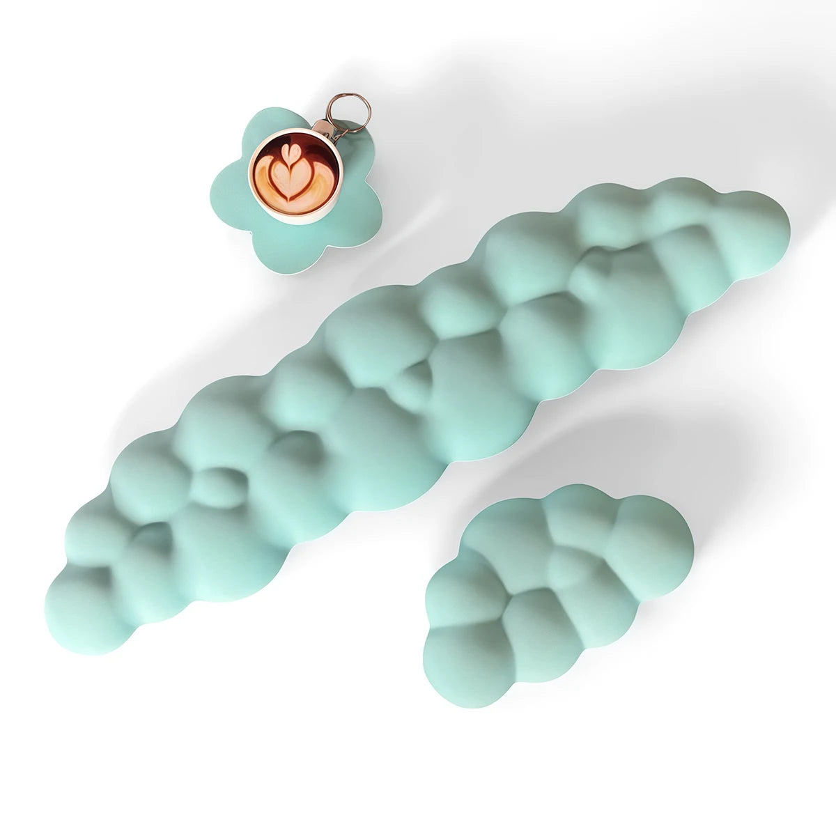 Cloud Wrist Rest Set with Floral Coaster and Non-Slip Base