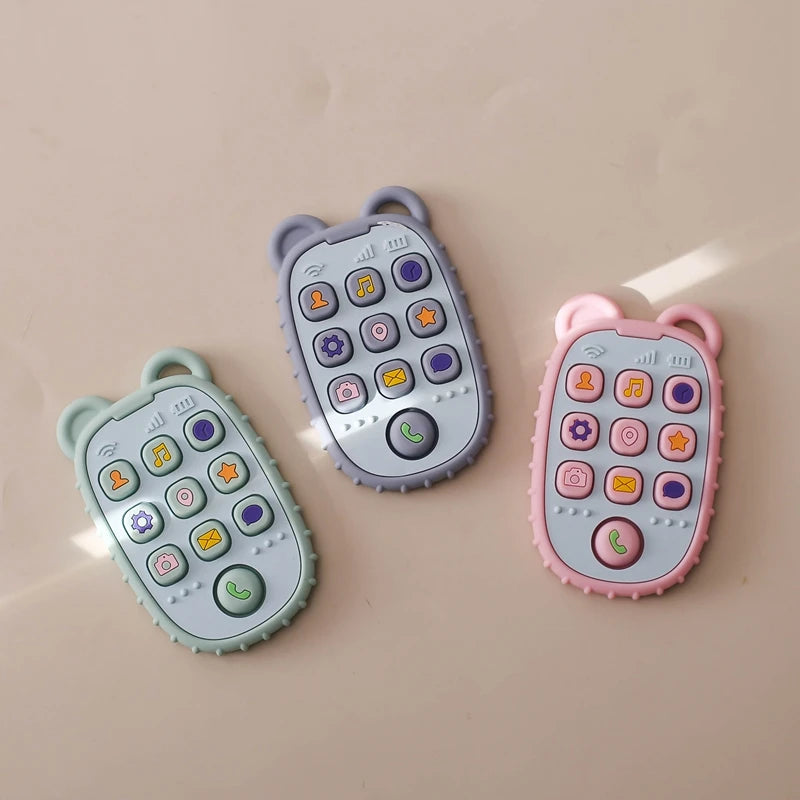 Baby Teething Gloves with Cartoon Bear Design