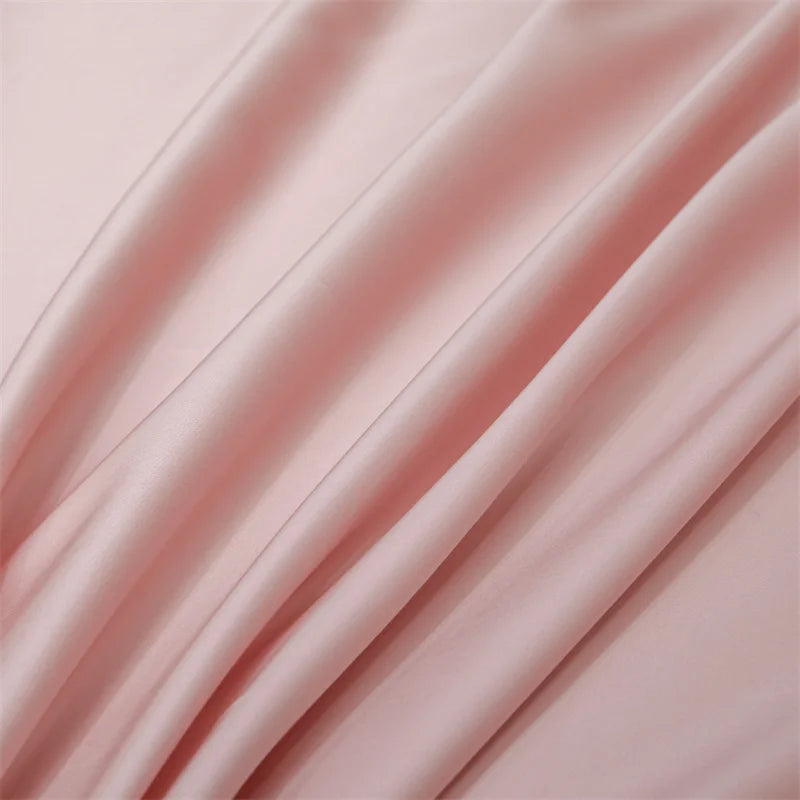 Soft pink luxury bamboo flat sheet draped elegantly