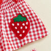 Strawberry Embroidered Plaid Tank Top and Shorts Set for Toddler Girls
