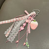 Strawberry Bag Charm Keychain with Ribbon Bow