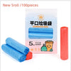 Pack of five roll of blue garbage bags with handles and one roll of orange garbage bag