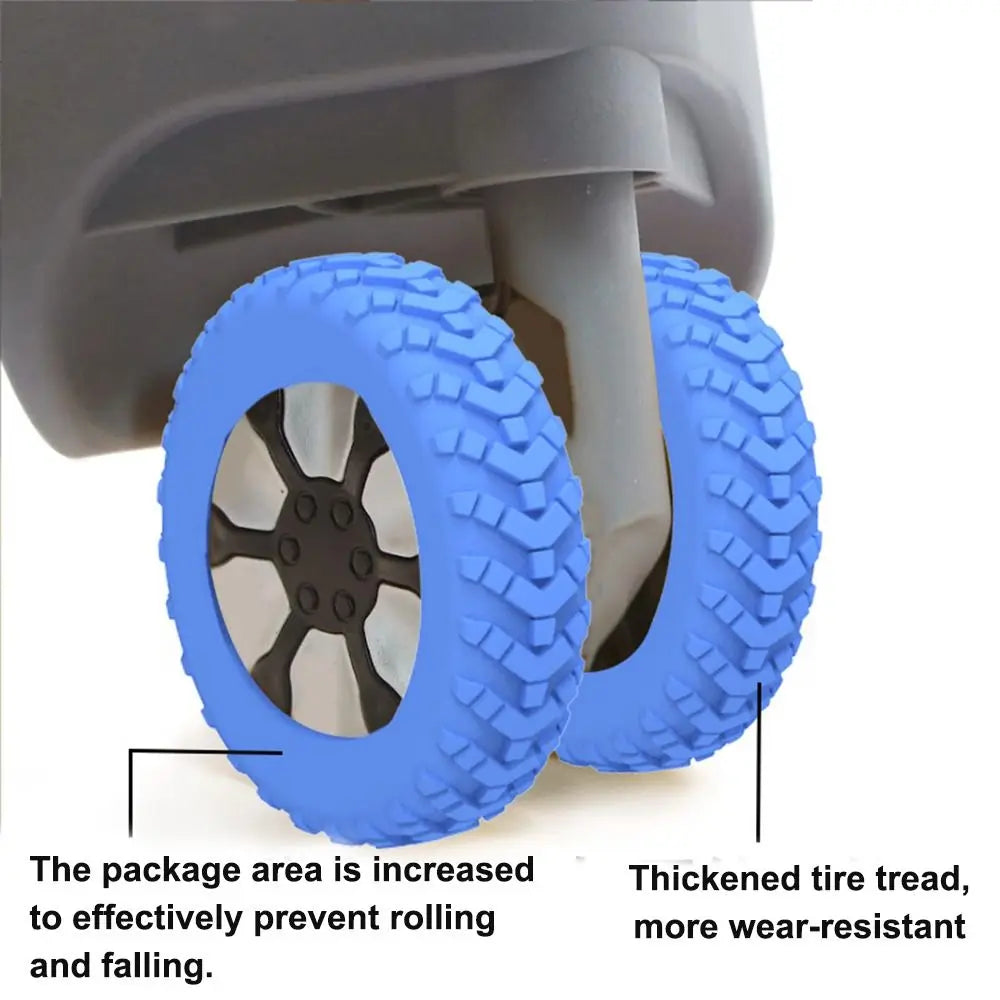 Silent Silicone Luggage Wheel Protectors (8-Pack)