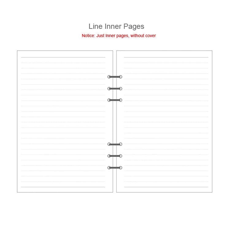 A lined notebook page showing the inner pages without a cover, ready for writing.