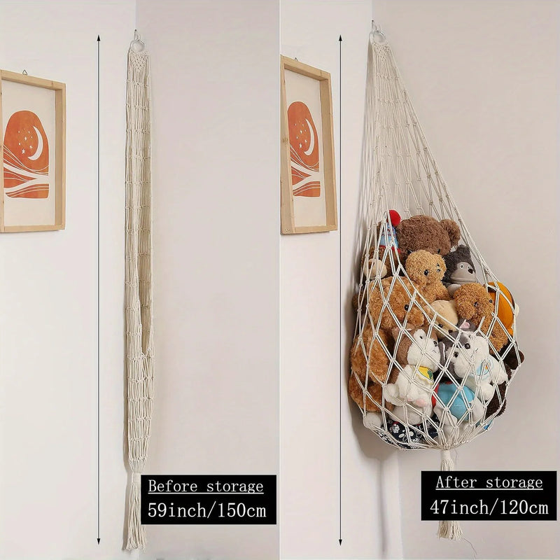 Boho Macramé Stuffed Animal Storage Hammock