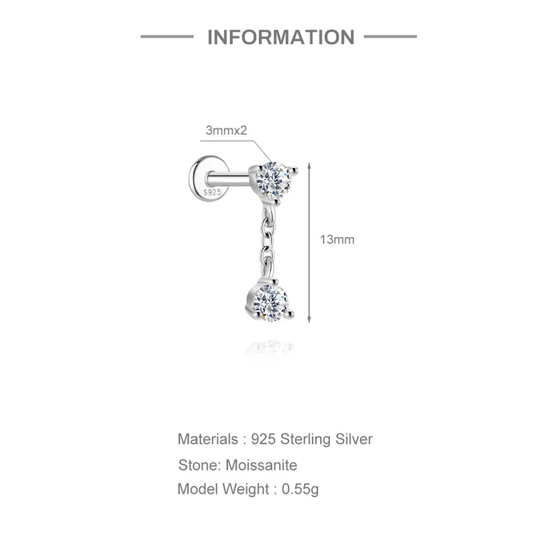 925 Sterling Silver Moissanite Bowknot Stud Earrings