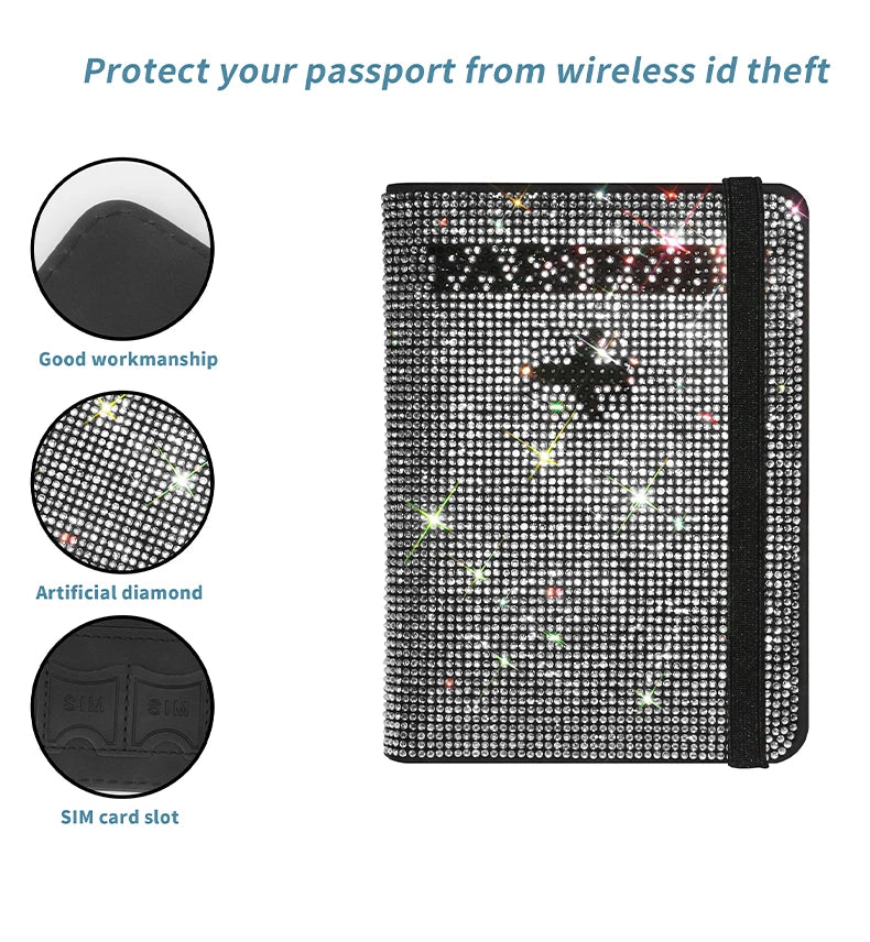 Crystal Rhinestone Passport & Card Holder Case