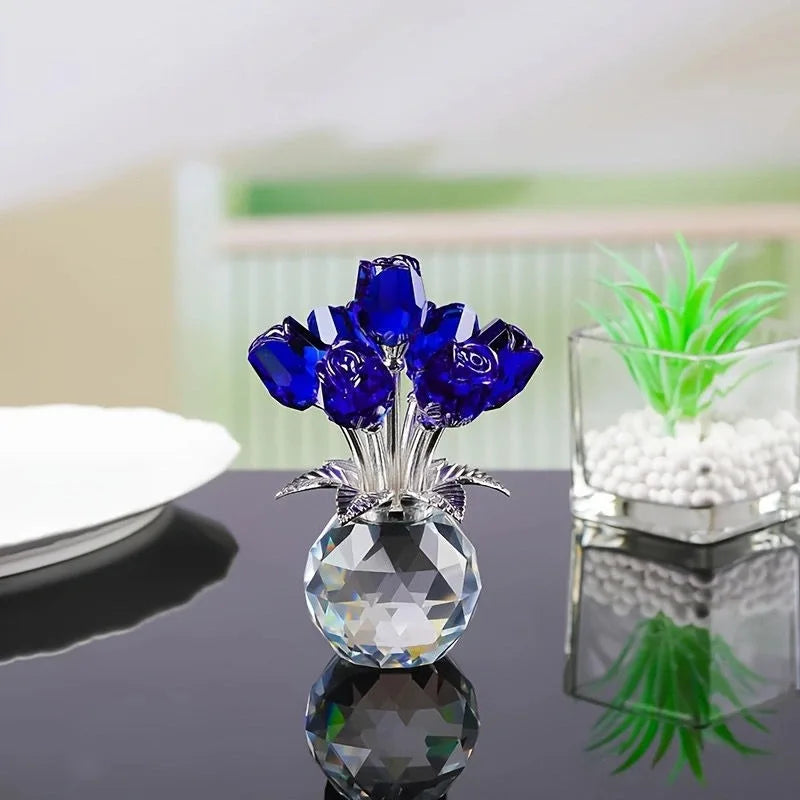 Bouquet de Roses en Cristal - Arrangement Floral Éternel en Verre