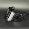 A glossy black replacement motorcycle helmet visor shown from a slight angle.