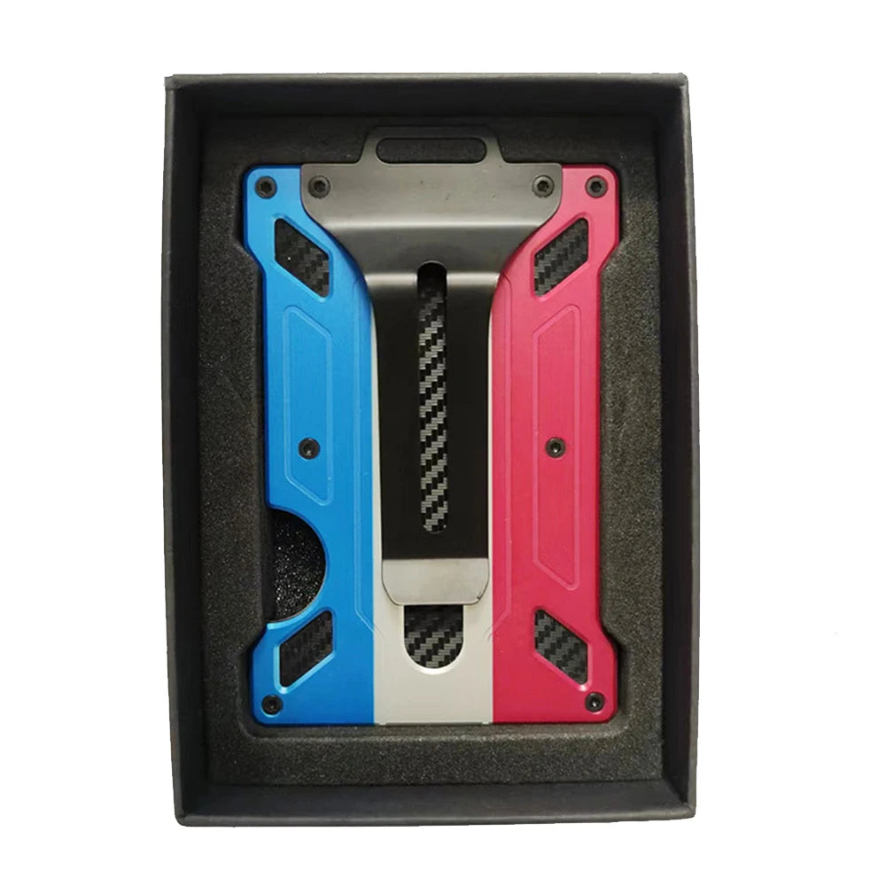 Slim Aluminum RFID Blocking Wallet with ID Window and Money Clip