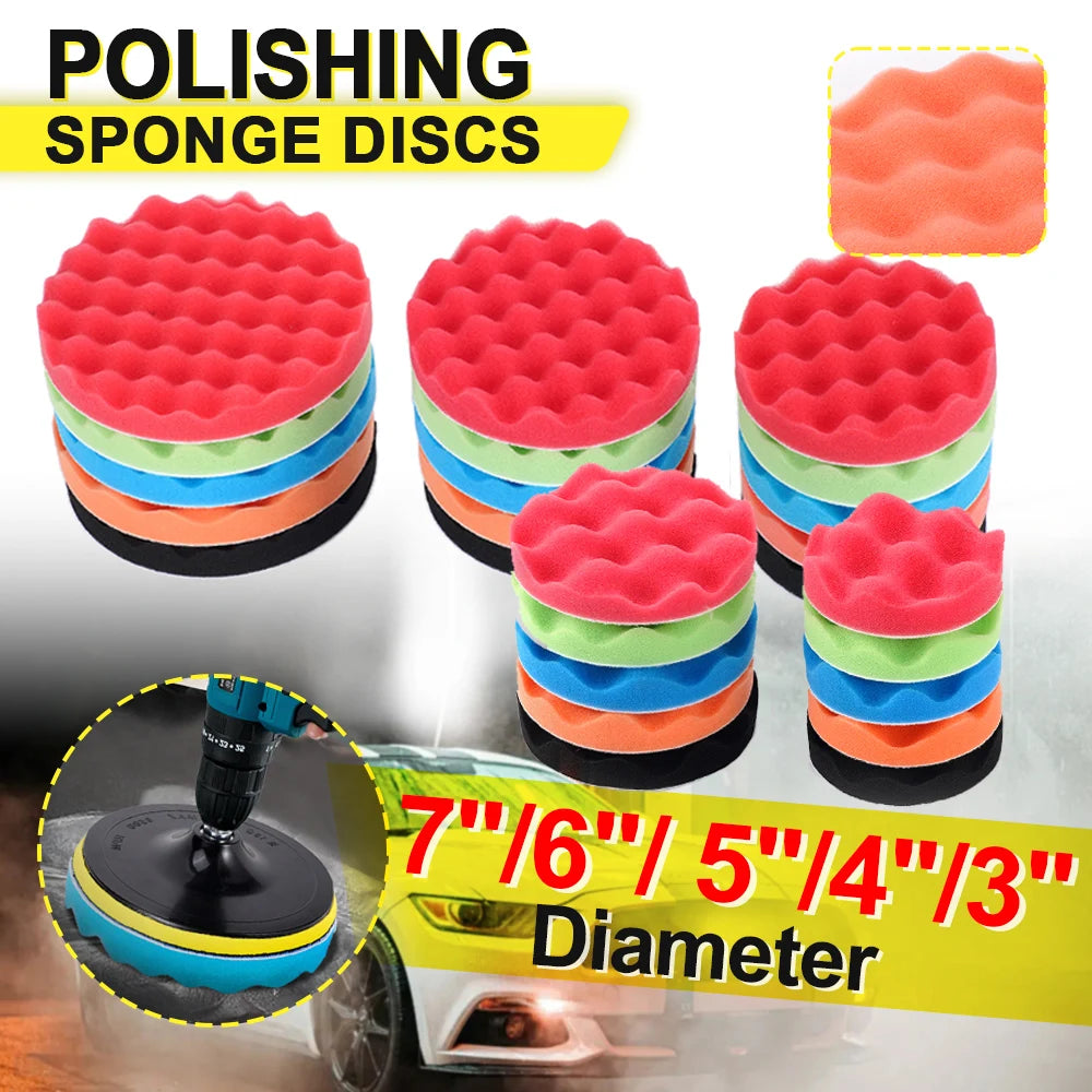 5-Piece Foam Waffle Polishing Pad Set for Car Detailing