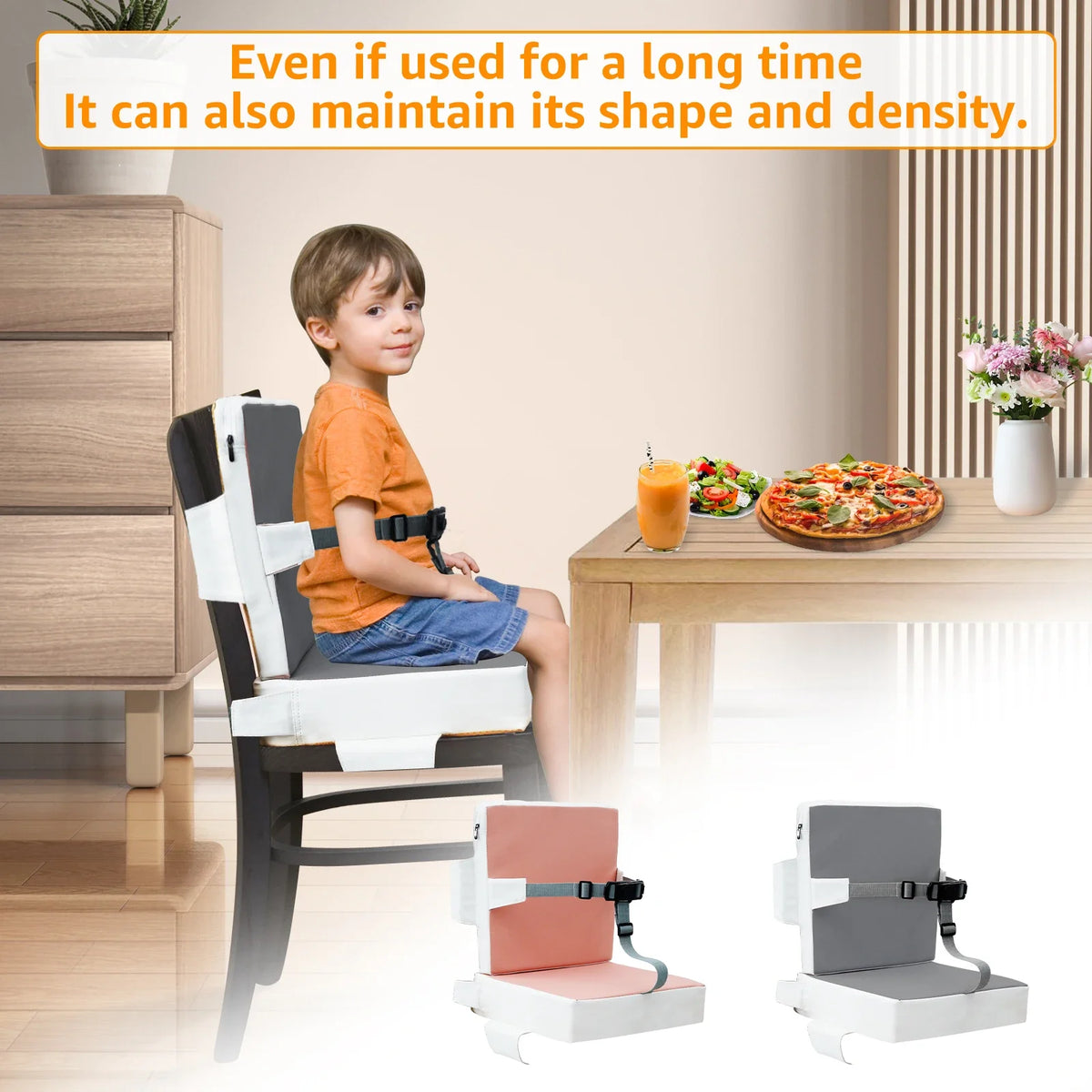 Toddler Booster Seat with Memory Foam Cushion and Safety Belts