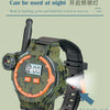 A camouflage watch set for kids, featuring a built-in illuminating lamp and a light switch button.