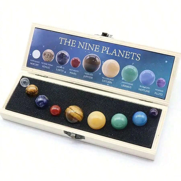 9-Planet Crystal Gemstone Decor Set