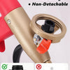 A close-up of a gold and red foam spray gun with a non-detachable thread design for tightening the tank body.