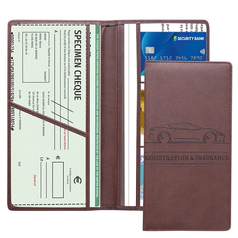 Leather Car Document Organizer with Card Holder