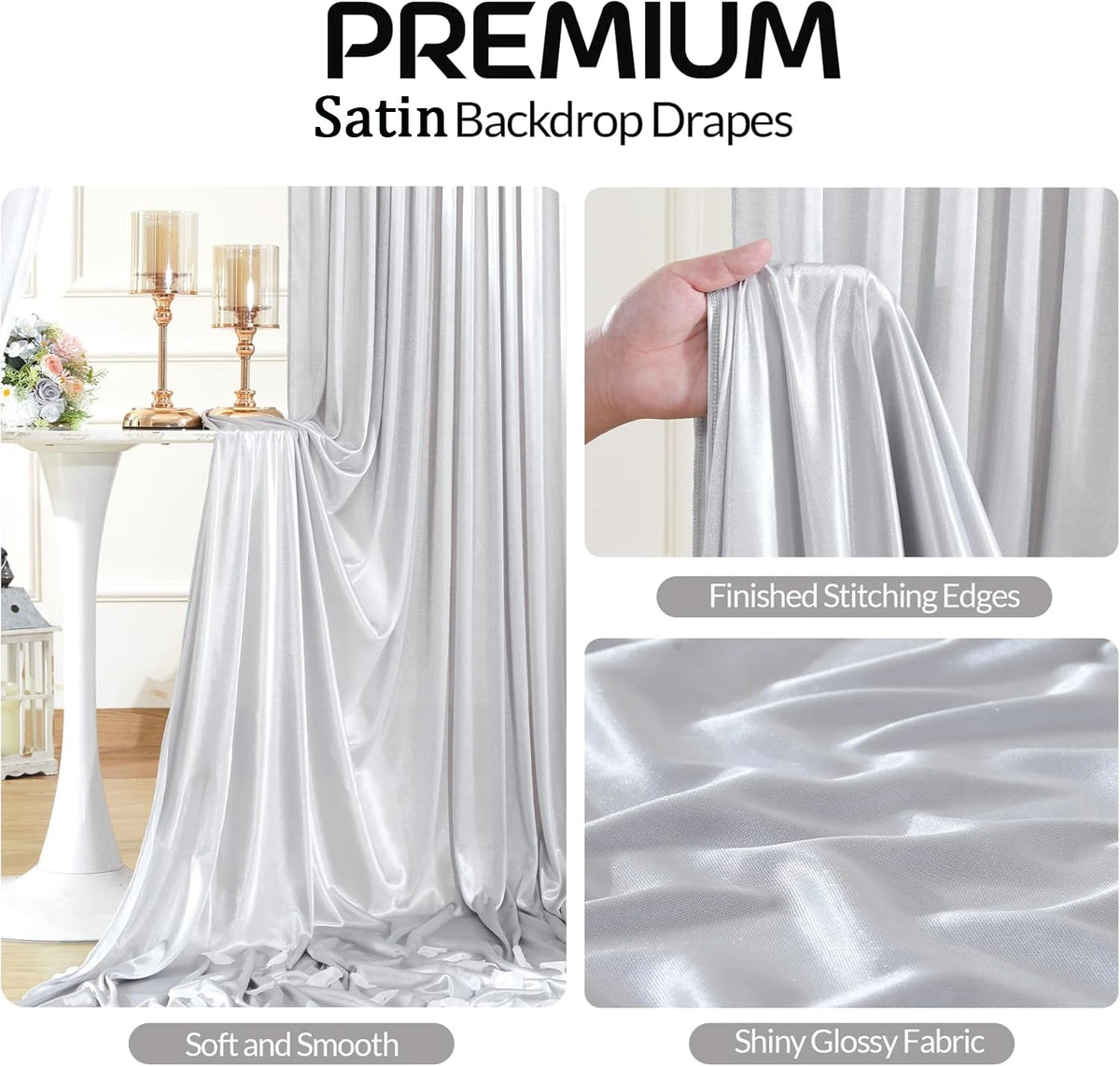 Shimmering Satin Backdrop Curtain Panels
