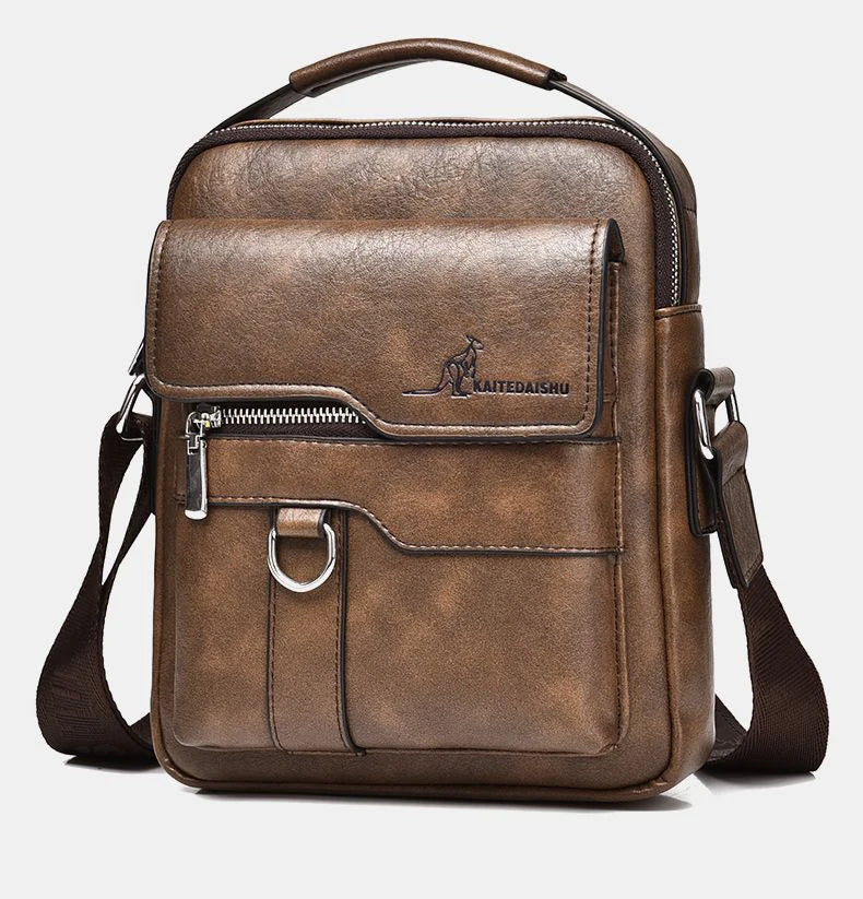 Vintage Leather Messenger Bag for Men – Classic Crossbody Shoulder Bag